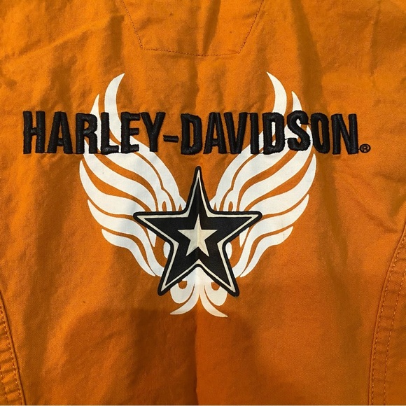 HARLEY DAVIDSON Moto Sleeveless Orange Button Down Shirt Size Small - Picture 7 of 11
